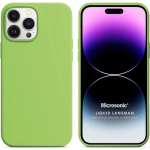 Apple iPhone 14 Pro Max Kılıf Liquid Lansman Silikon Açık Yeşil