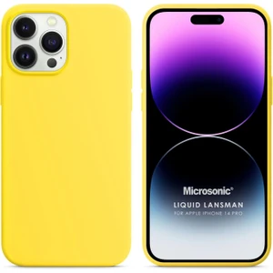 Apple iPhone 14 Pro Kılıf Liquid Lansman Silikon Sarı