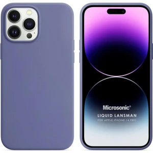 Apple iPhone 14 Pro Kılıf Liquid Lansman Silikon Lavanta Grisi