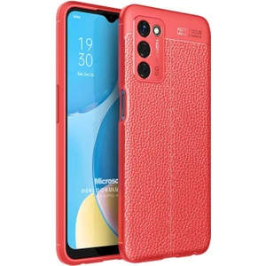 Oppo A55 5g Kılıf Deri Dokulu Silikon Kırmızı