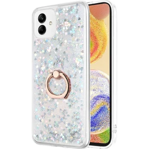 Samsung Galaxy A04 Kılıf Glitter Liquid Holder Gümüş
