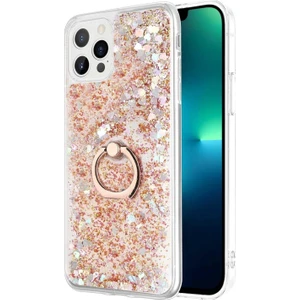 Apple iPhone 13 Pro Max Kılıf Glitter Liquid Holder Gold
