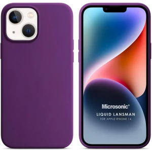 Apple iPhone 14 Kılıf Liquid Lansman Silikon Mor