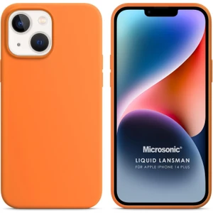 Apple iPhone 14 Plus Kılıf Liquid Lansman Silikon Turuncu