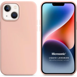 Apple iPhone 14 Plus Kılıf Liquid Lansman Silikon Kum Pembesi