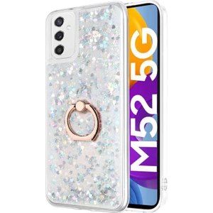 Samsung Galaxy M52 Kılıf Glitter Liquid Holder Gümüş