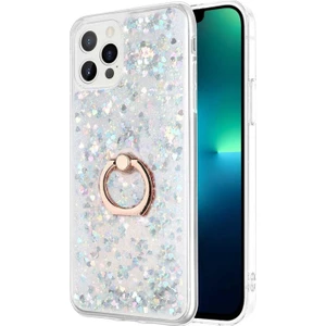 Apple iPhone 13 Pro Kılıf Glitter Liquid Holder Gümüş