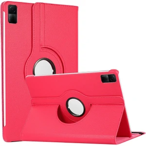 Xiaomi Redmi Pad Kılıf 360 Dönerli Stand Deri Koyu Pembe