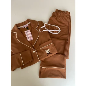 Kahverengi Tedy Uzun Kollu Pijama Takımı
