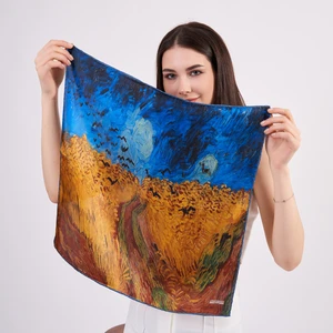 Nomads Felt %100 Ipek Fular Bandana | Van Gogh Wheatfield With Crows
