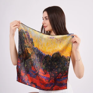 Nomads Felt %100 Ipek Fular Bandana | Van Gogh Zeytin Ağaçları