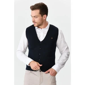 Desen Triko Erkek Ince Triko Düz Yelek K.lacivert