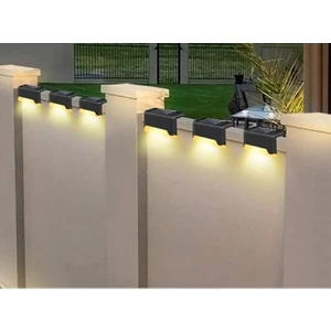 2li Paket Solar Güneş Enerjili Şarj Edilen Köşebent Merdiven Veranda Bahçe LED Lamba Siyah Solar-Köşenbent-2li