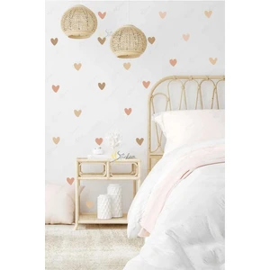 Boho Asimetrik Kalpler 150'li Duvar Sticker Seti – Çocuk ve Bebek Odası İçin Dekoratif Kalp Desenleri