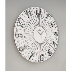 Striped Pattern Duvar Saati Sessiz Mekanizma 50x50cm Beyaz & Gümüş