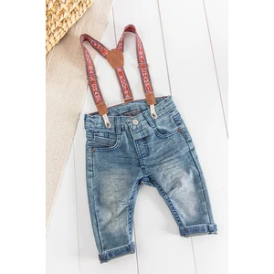Denim Kumaş Askılı Erkek Bebek Kot Pantolon