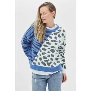 Fermuar Detaylı Bluz Mavı