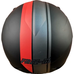 Free M 661 Mat Siyah Kırmızı Çizgili Açık Motosiklet Kask