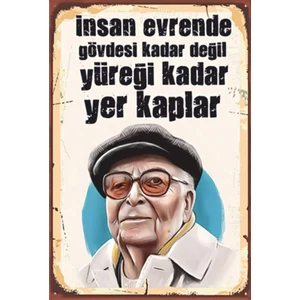 Hayat Poster Yaşar Kemal Retro Ahşap Poster