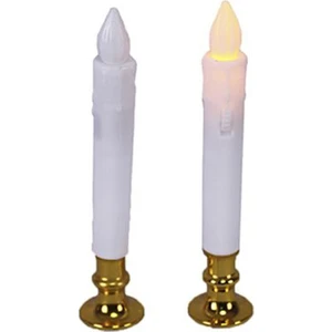 LED Gün Işığı Renkli Pilli Beyaz Renk Plastik Şamdan Mumu 19 cm 2 Adet