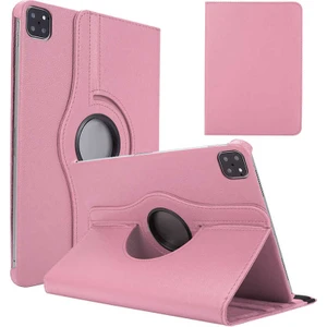 Case 4U Apple iPad Pro 11 2020 (2.Nesil) Kılıf 11" 360 Derece Dönebilen Standlı Deri Görünümlü Tablet Kapak Açık Pembe