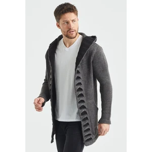 Cool Tarz Erkek Füme Desenli Panço Triko Hırka