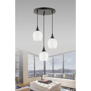 Istanbul Avize Sarkıt 3'lü Siyah Kasalı Beyaz Opak Camlı Avize