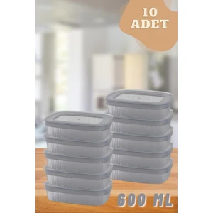10'lu Kapaklı Mini Saklama Kabı - Kahvaltılık- Buzdolabı - Yemek Kabı 600ML