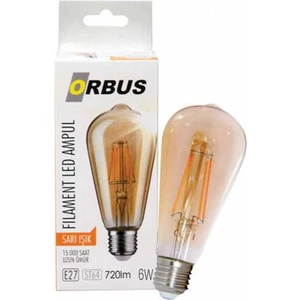 ST64 6W Filament Bulb Amber E27 540LM RA80 220 - 240V/50Hz Ampul - 2200K Sarı Işık