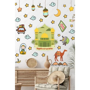 Ramazan Ayı ve Islami Figürlü Hoşgeldin Ramazan Sticker Seti, Cam Duvar Çocuk Odası Sticker