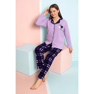 Kışlık Kadın Gömlek Polar Pijama Takımı- Kadın Düğmeli Polar Pijama Takımı