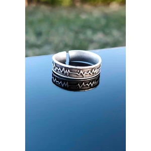 Trend Collection Nabız Kalp Ritmi Alyans Model Gümüş Kaplama Ayarlanabilir Unisex Yüzük