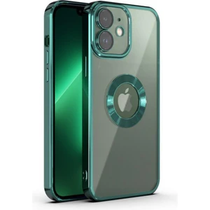 iPhone 12 Kılıf 5d Kamera ve Lens Korumalı Plating Logo Cut Arkası Şeffaf Silikon Case