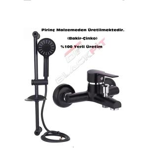 10 Yıl Garantili Delta Siyah Aç Kapa Çift Su Girişli Banyo Bataryası Sürgülü Duş Seti Duş Başlığı