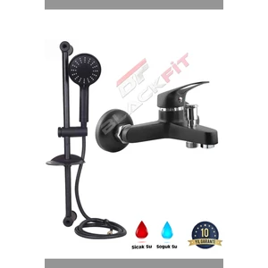 10 Yıl Garantili Mix Siyah Aç Kapa Çift Su Girişli Banyo Bataryası Sürgülü Duş Seti Duş Başlığı