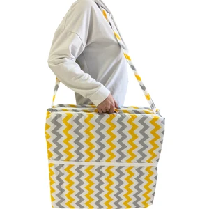 Katlanır Şezlong Minderi Plaj Kamp Yatağı Fermuarlı 55X165X3 Cm-Sarı Gri Zikzak