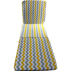 Şezlong Minderi Plaj Kamp Yatağı Katlanır Fermuarlı 55X165X3 Cm-Sarı Gri Zikzak