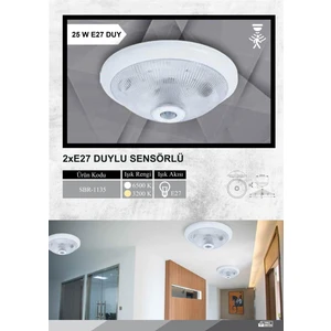 Sebro Elektrik Sensörlü Tavan 360° Hareket Sensörlü Tavan Armatürü Lamba Glop