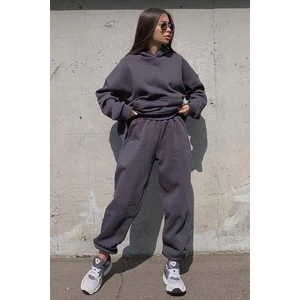 Füme Kapüşonlu Oversize Kadın Eşofman Takımı MG1609