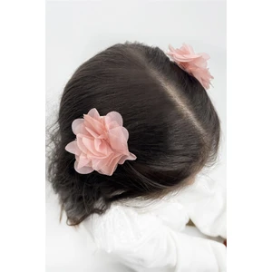 Le Mabelle Pudra 2'li Tül Çiçek Kız Çocuk Klips Toka Set