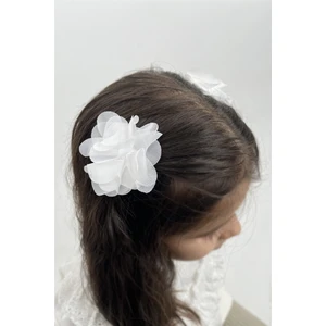 Le Mabelle Beyaz  2'li Tül Çiçek Kız Çocuk Klips Toka Set