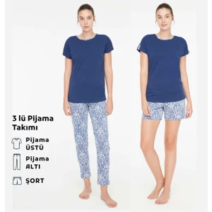 Mod Collection - Kadın Lacivert 3 Lü Pijama Takımı 3869