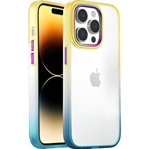 Bilişim Aksesuar Iphone 13 Pro Uyumlu Bumper Rainbow Kılıf Yellow Green