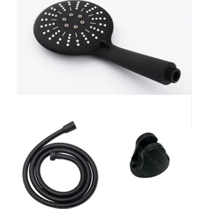 Mat Siyah 3 Fonksiyonlu Duş Seti Tasarruflu Duş Başlığı Hortum Mafsal