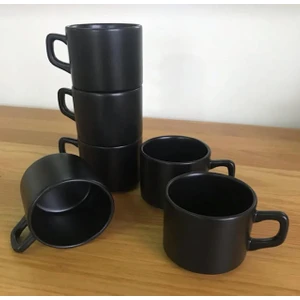 8 cm Stackable Çay Fincanı Siyah 6'lı