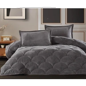 Welsoft Fluffy  Çift Kişilik Yorgan + Yastık Kılıfı Seti Antrasit