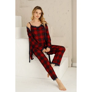 Sabahlıklı Dantel Detaylı Pegasus Kadın Pijama Takımı-Çeyizlik Takım- Geniş Beden Aralığı