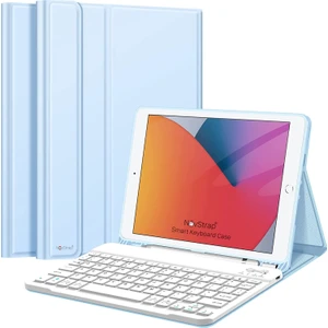 Apple iPad 9. Nesil 10.2 Inç Uyumlu Bluetooth Klavyeli Kılıf Standlı Kapaklı A2602-2604-A2603-A2605