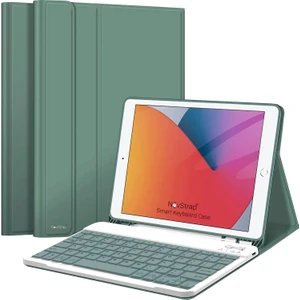 Apple iPad 9. Nesil 10.2 Inç Uyumlu Bluetooth Klavyeli Kılıf Standlı Kapaklı A2602-2604-A2603-A2605