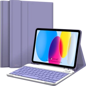 Novstrap Apple Ipad 10. Nesil 10.9 2022 Uyumlu Bluetooth Klavyeli Tablet Kılıfı Stand Kalem Bölmeli